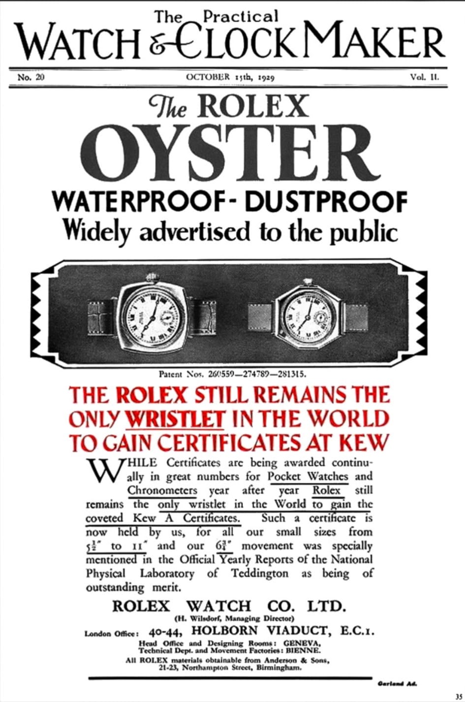Rolex Oyster Rolex historie